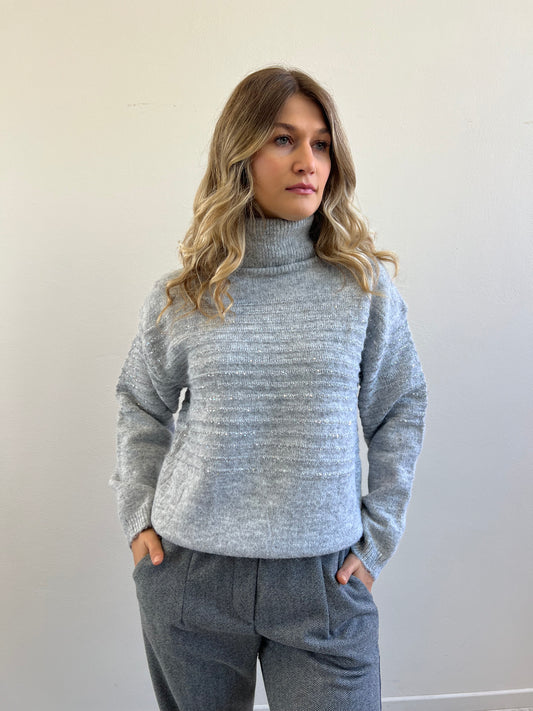 MARGARET PULL CON MICROPAILLETTES GRIGIO MÉLANGE