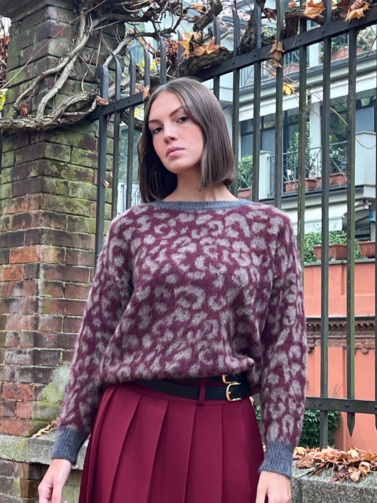 PULLOVER MACULA BORDEAUX BEIGE GRIGIO