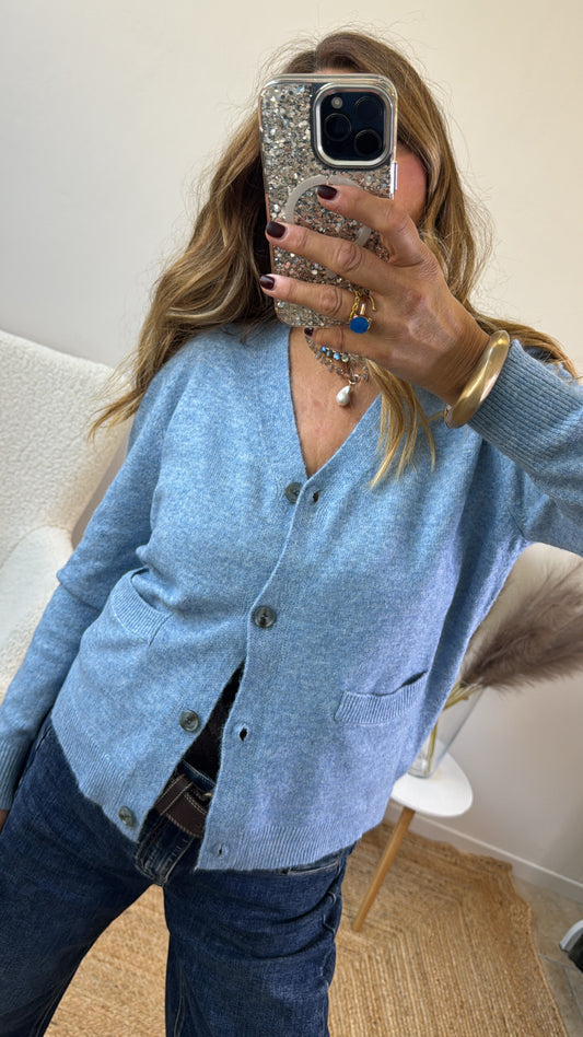 CARDIGAN LOOMY AZZURRO MÉLANGE