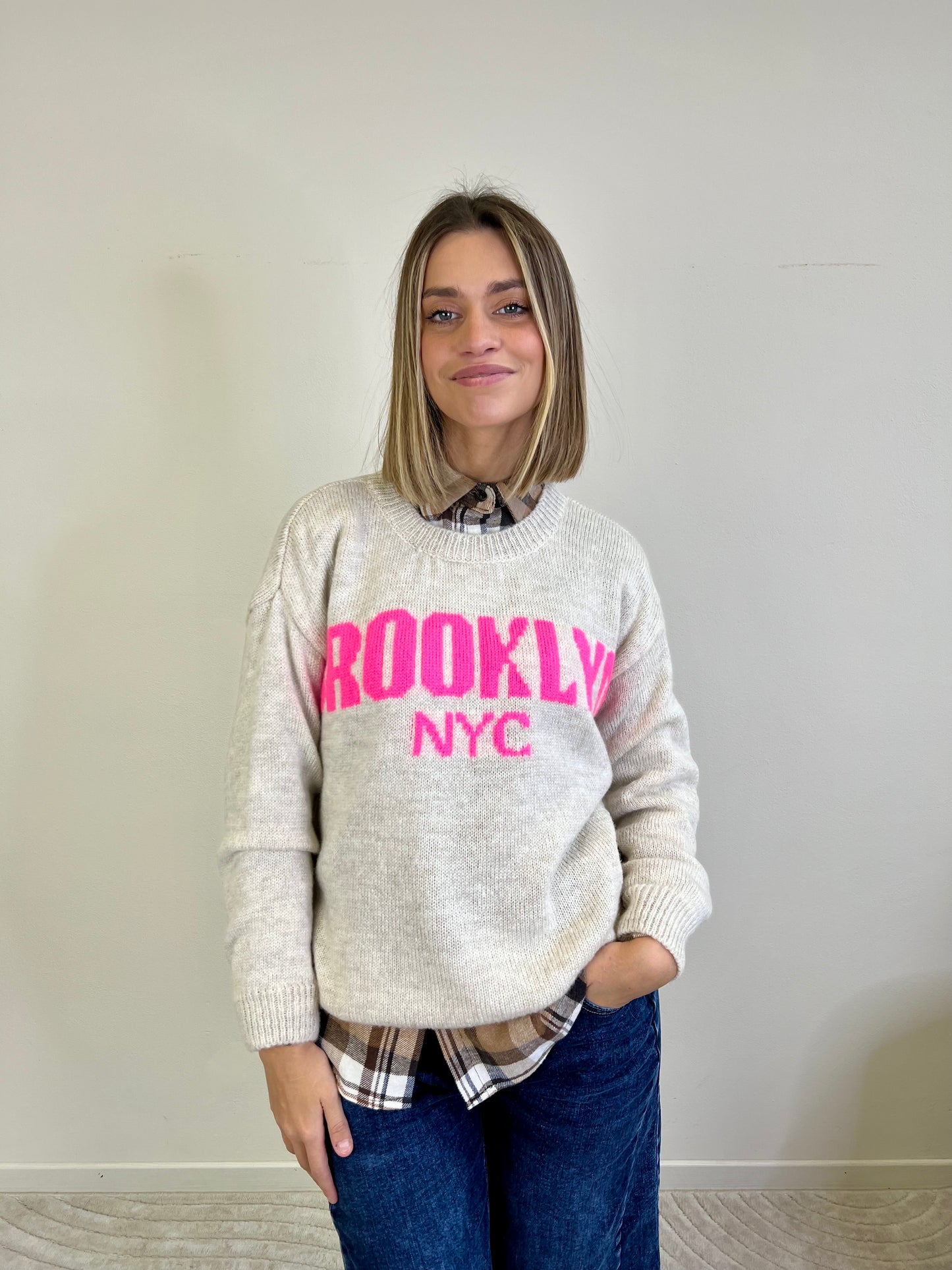 MAGLIONE BROOKLYN GIROCOLLO BEIGE