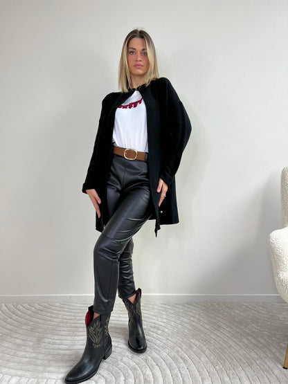 PANTALONI ECOPELLE NERO