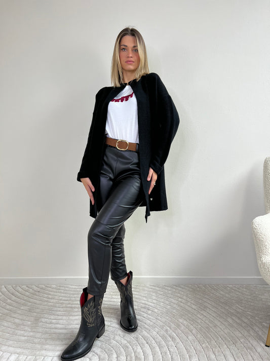 PANTALONI ECOPELLE NERO