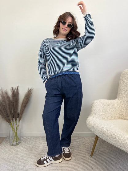 ETIOPIA MAGLIONE RIGA BLU & AZZURRO