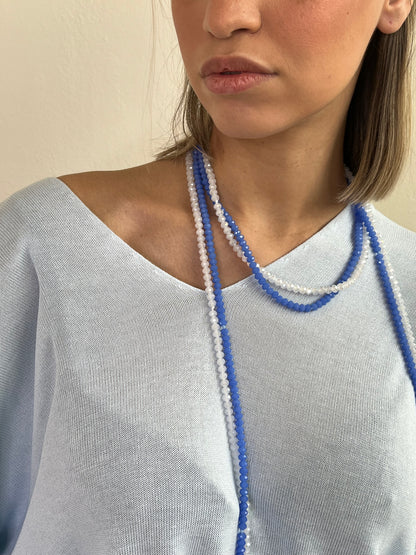 COLLANA LUNGA SFACCETTATA BLU MARE
