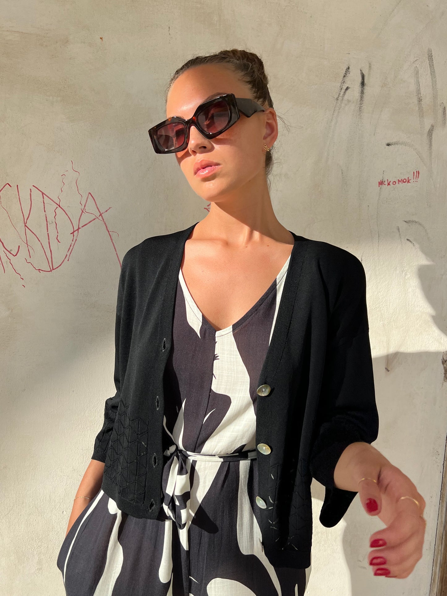 BEA CARDIGAN TRAFORATO NERO