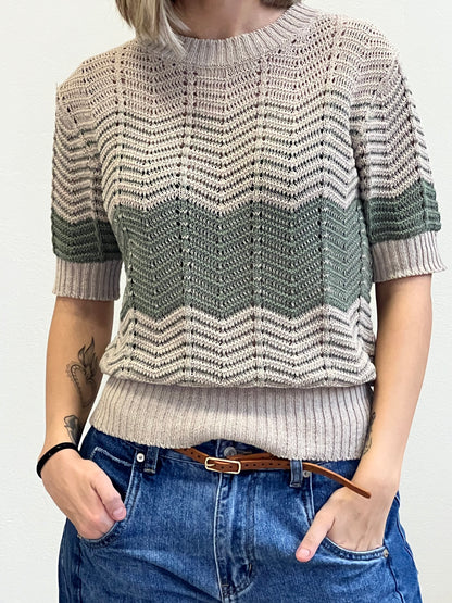 ONDA PULLOVER IN FILO MILITARE E BEIGE