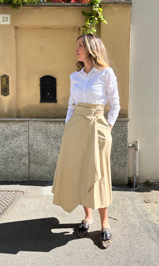 MARICA GONNA A PORTAFOGLIO ECRÙ