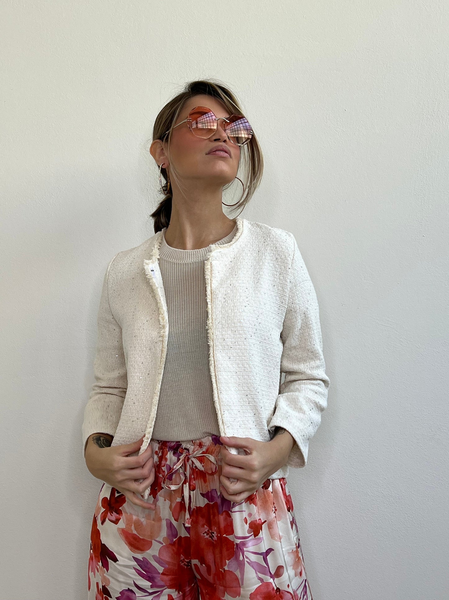 LIZA GIACCA PAILLETTES ECRÙ TAGLIA L