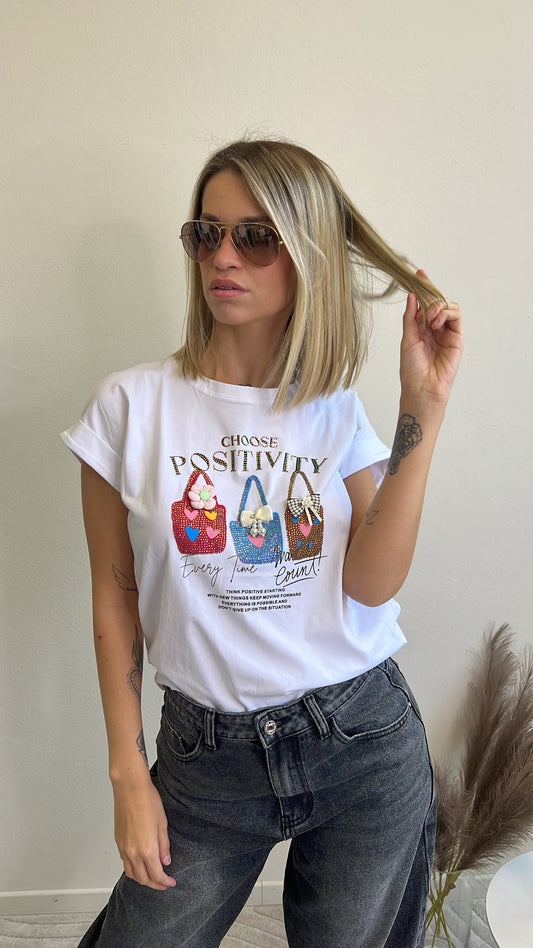 T.SHIRT STAMPA BORSETTE BIANCA taglia L/XL