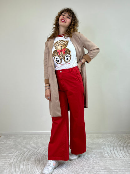 LONDON pantaloni wide leg rosso taglia M