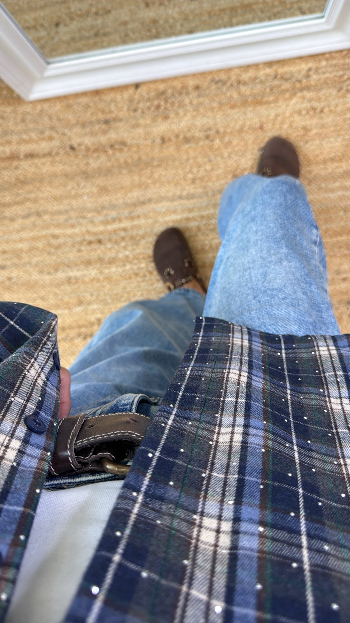 CAMICIA FLANELLA BLU CON CRISTALLI