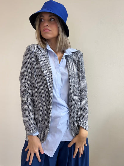 TAYLOR BLAZER JACQUARD TAGLIA L BLU & BIANCO