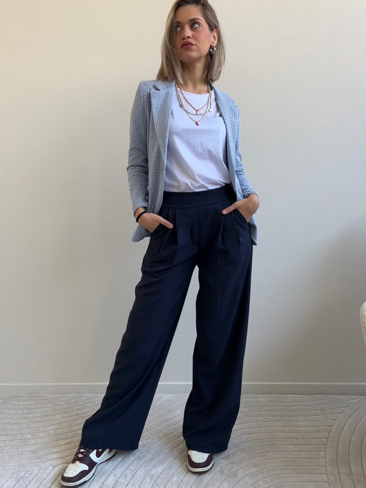 ZELDA PANTALONE A PALAZZO BLU NAVY