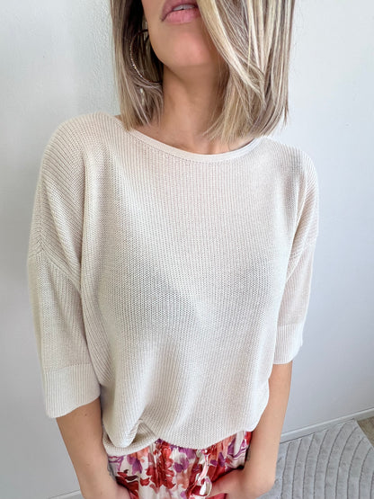 ERICE PULLOVER GIROCOLLO A BARCHETTA BEIGE