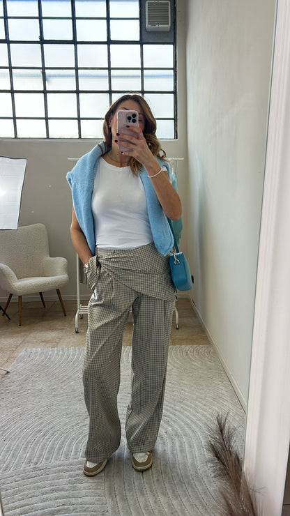 LIDSAY PANTALONE PALAZZO CON FOULARD TAGLIA L