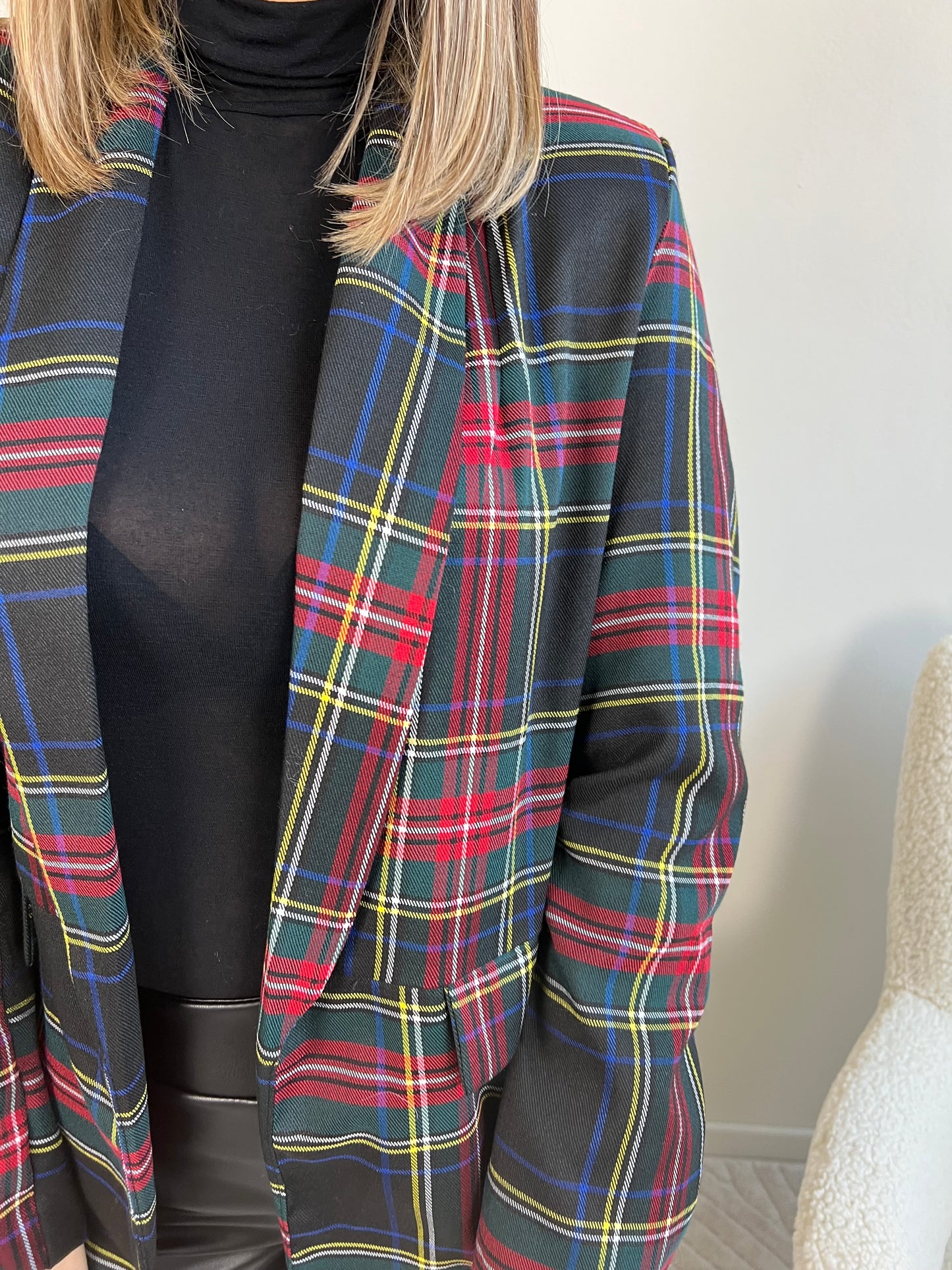 GIACCA TARTAN FONDO NERO