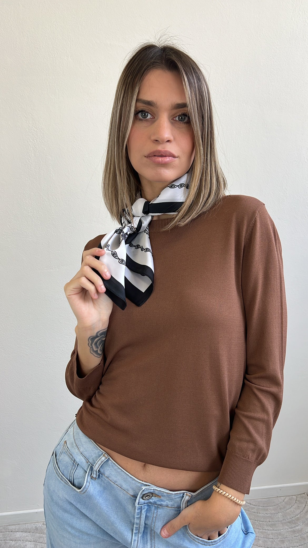 FOULARD STAMPA CACHEMIRE BIANCO E NERO