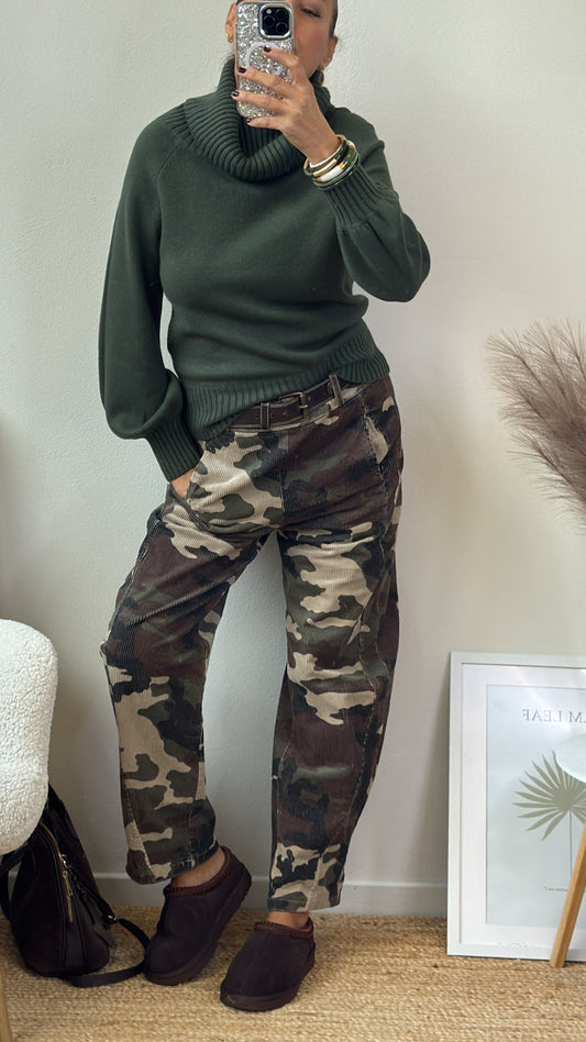PANTALONE BARREL VELLUTO CAMOUFLAGE