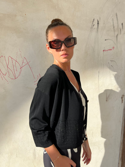 BEA CARDIGAN TRAFORATO NERO