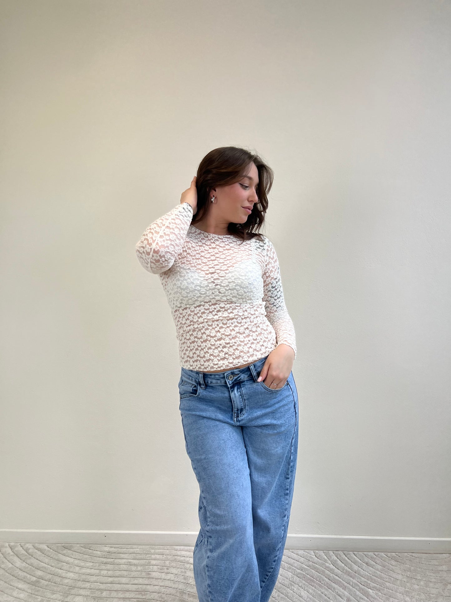 MAGLIA IN PIZZO PANNA