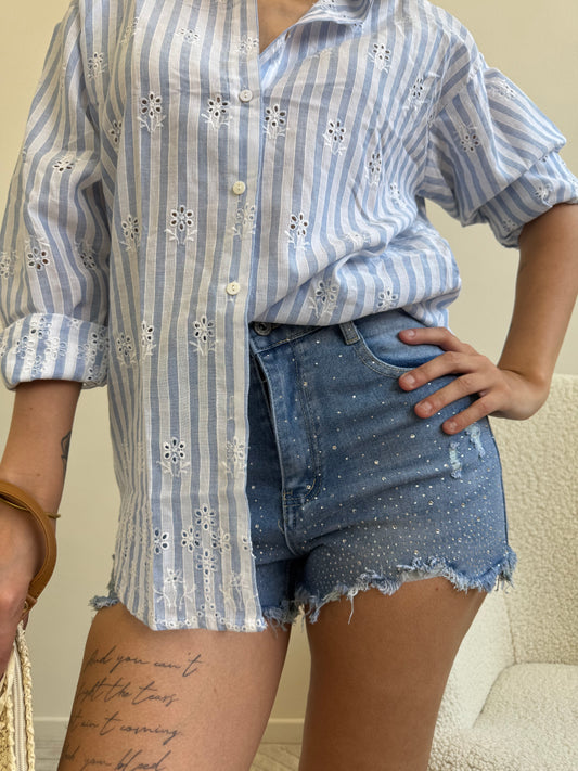 SHORT DENIM CON CRISTALLI  TAGLIA L