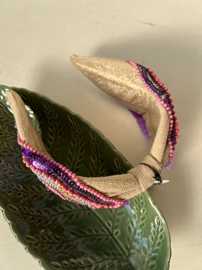 CERCHIETTO CON APPLICAZIONI VAR.BEIGE E VIOLA