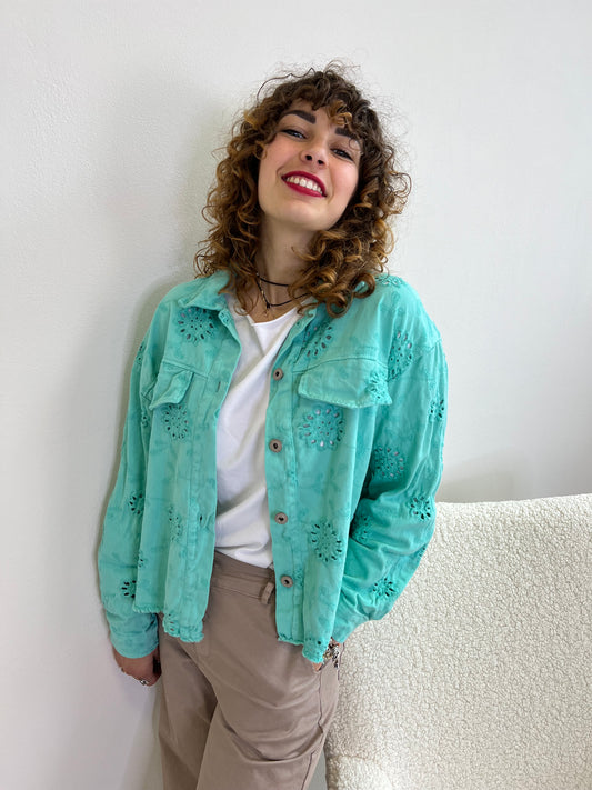 GIUBBINO DENIM SANGALLO TURCHESE