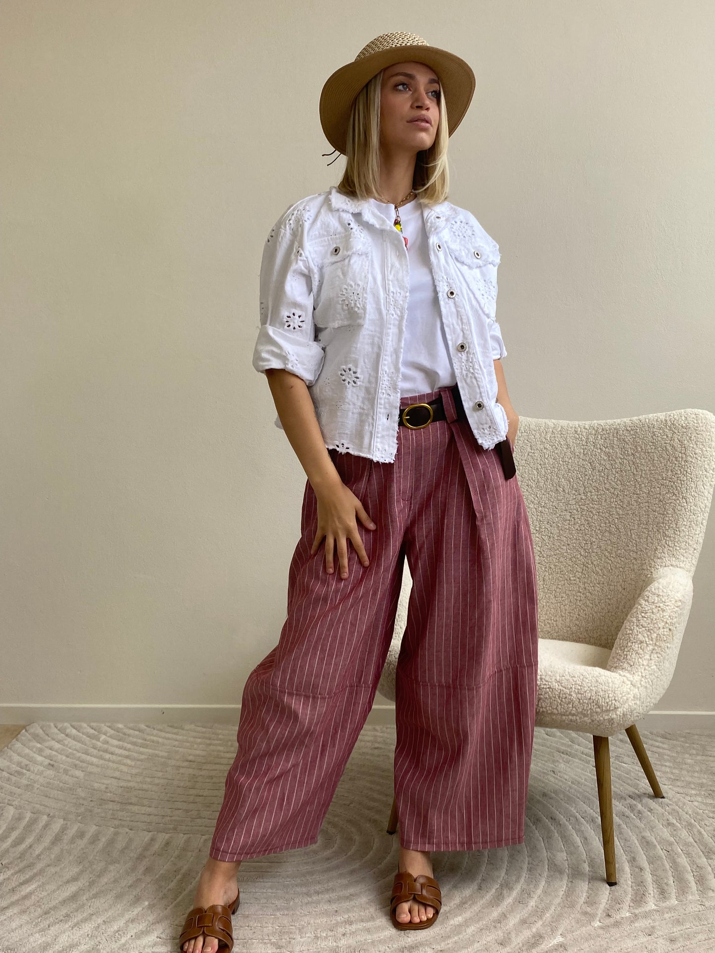 GIUBBINO DENIM RICAMO SANGALLO BIANCO