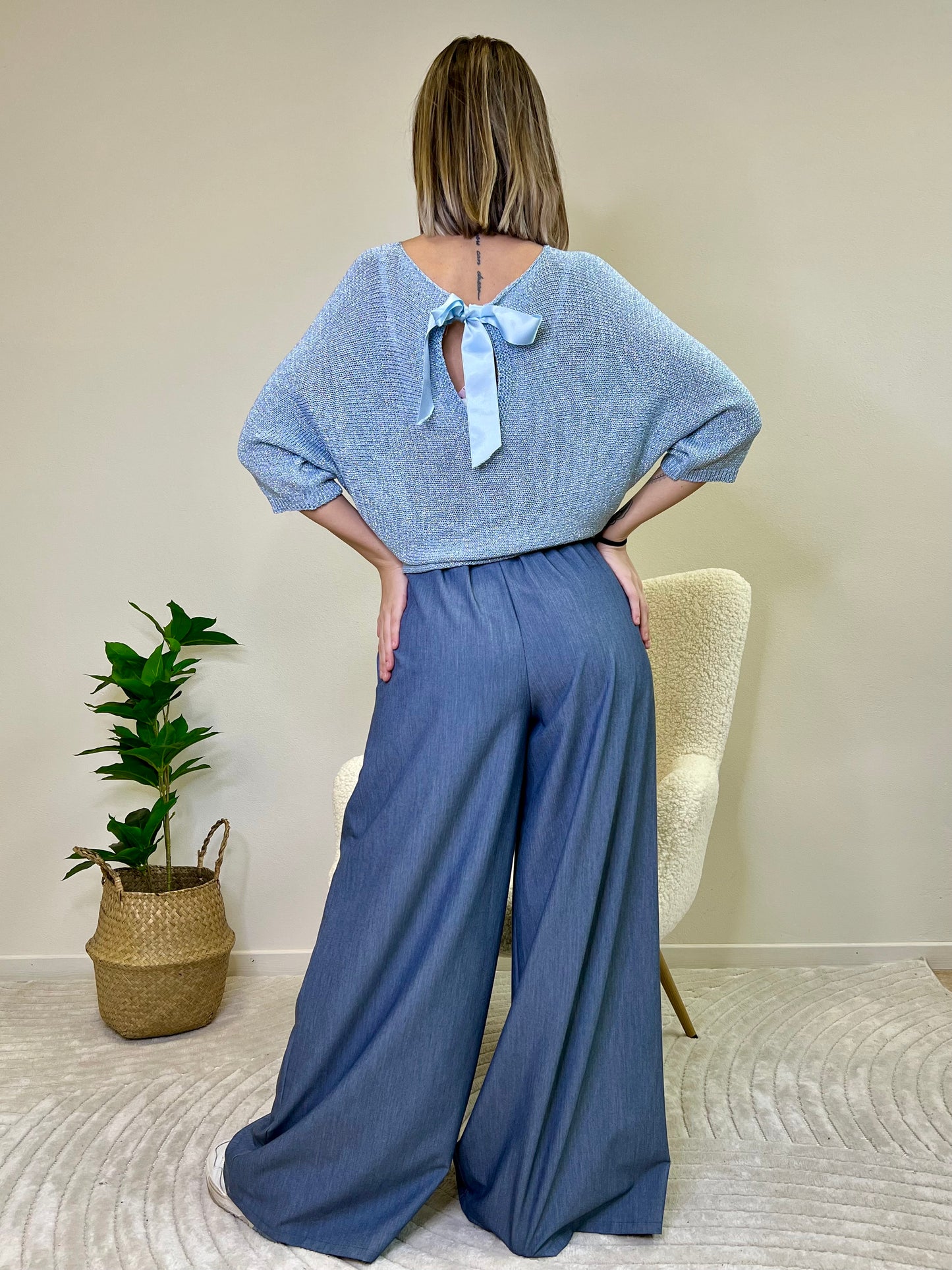 ZEN PULLOVER LUREX AZZURRO