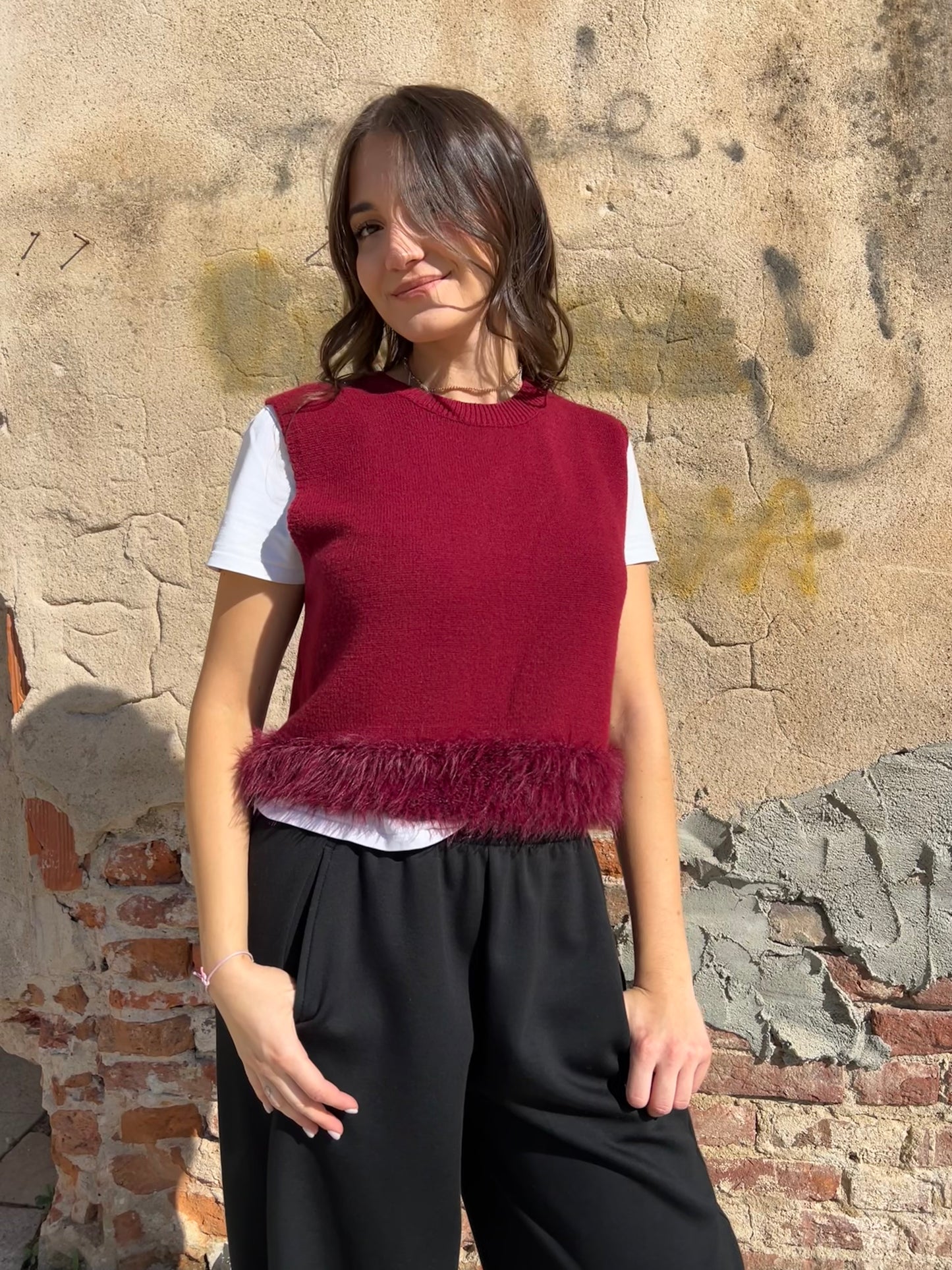 GOSSIP GILET BURGUNDY