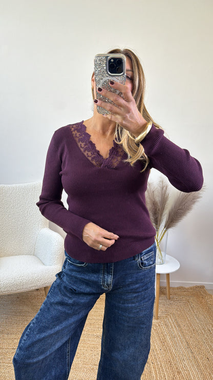 PULL SCOLLO PIZZO BURGUNDY