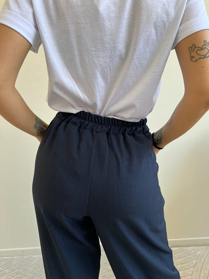 ZELDA PANTALONE A PALAZZO BLU NAVY