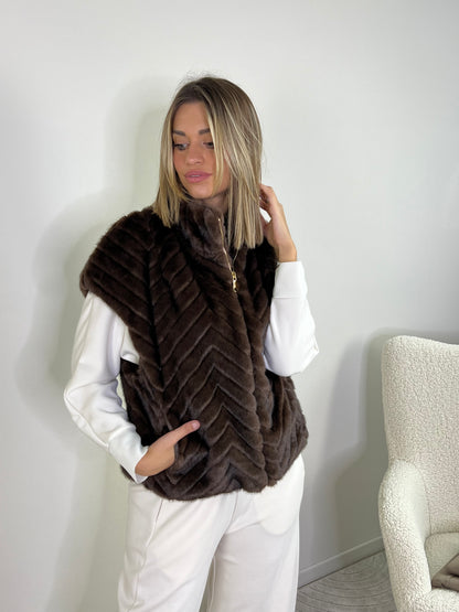 GILET ECO FUR VISONE