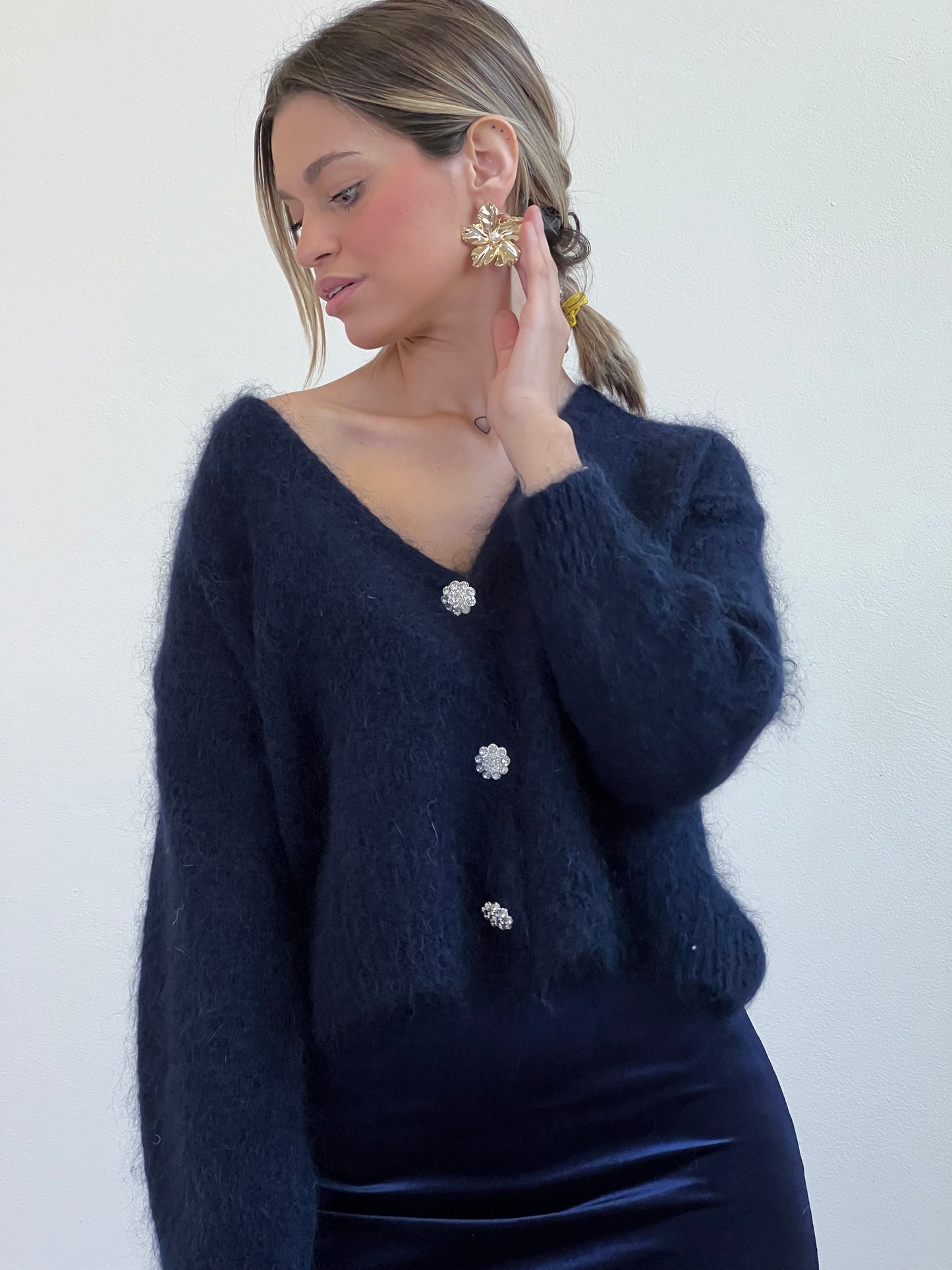 CLIO CARDIGAN MOHAIR BLU