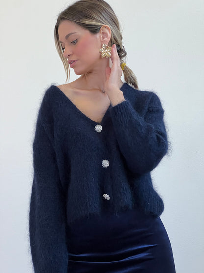 CLIO CARDIGAN MOHAIR BLU