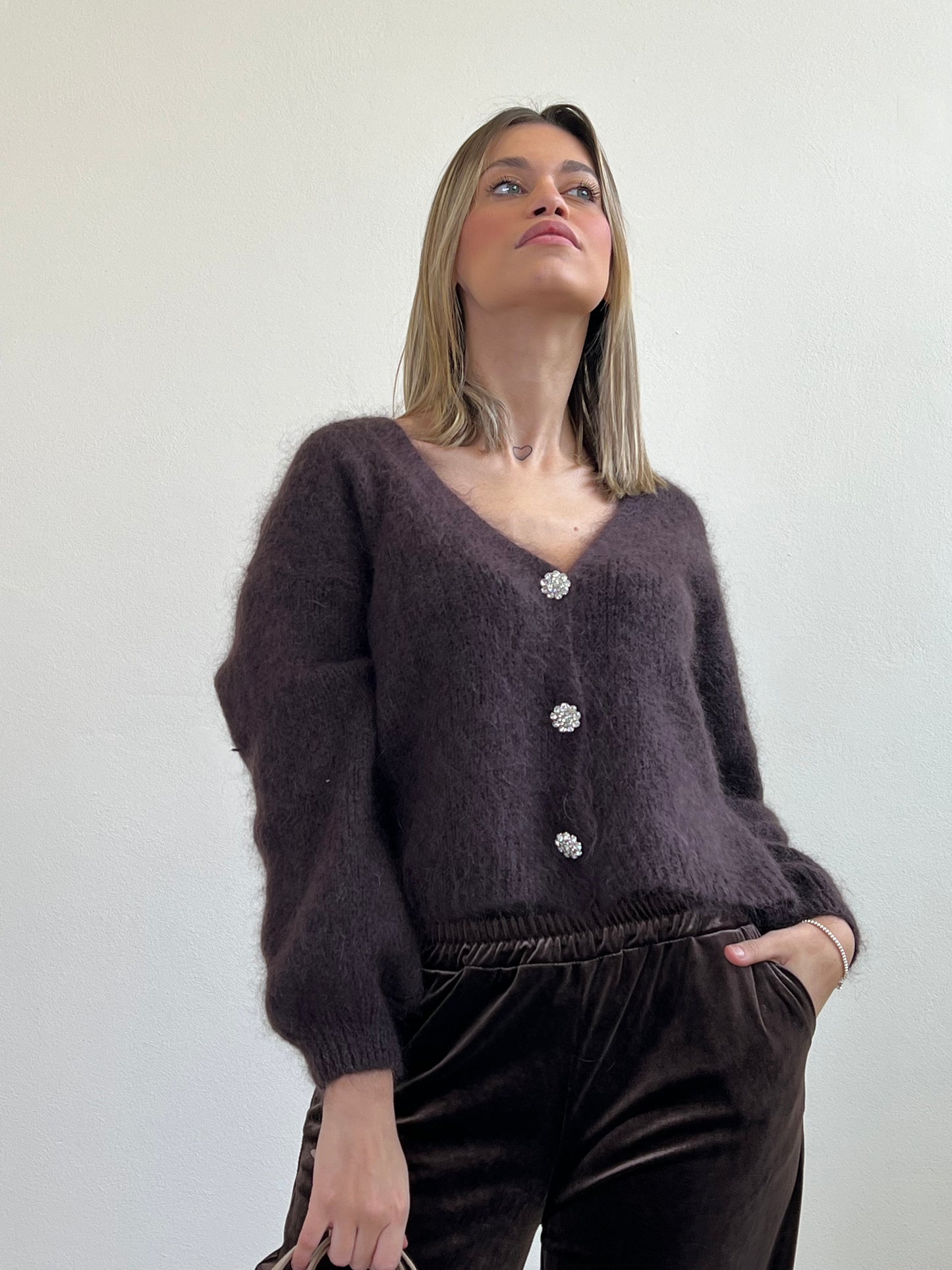 CLIO CARDIGAN MOHAIR CIOCCO