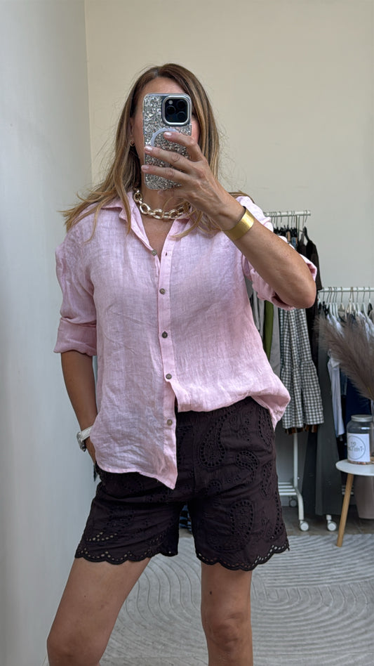 CAMICIA IN LINO ROSA