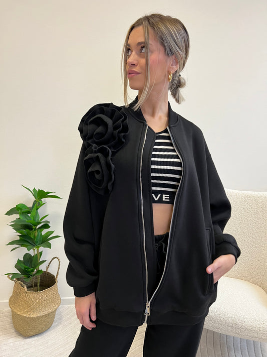 CAMELIA BOMBER IN FELPA NERO