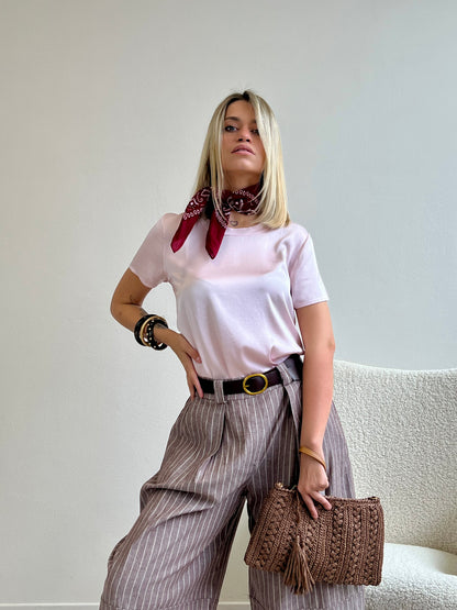 JOLIE PANTALONE GESSATO NOCE