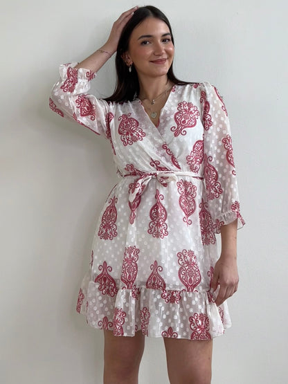 REBECCA MINI DRESS STAMPA ROSSO