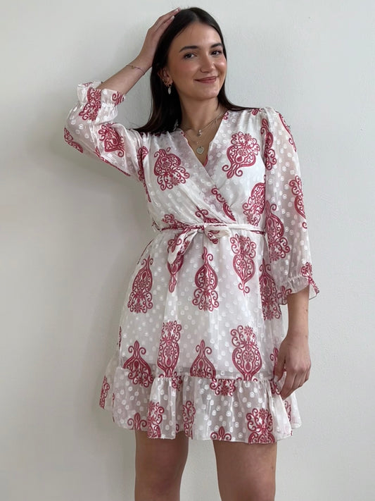 REBECCA MINI DRESS STAMPA ROSSO