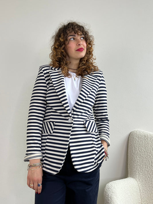 BLAZER IN FELPA VAR.BLU E BIANCO TG.S