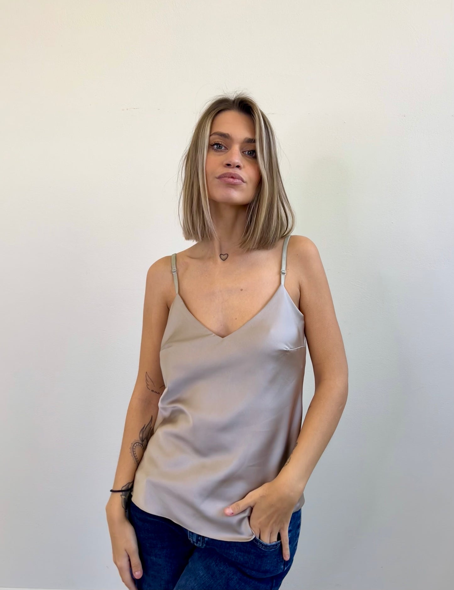 TOP SATIN CHAMPAGNE