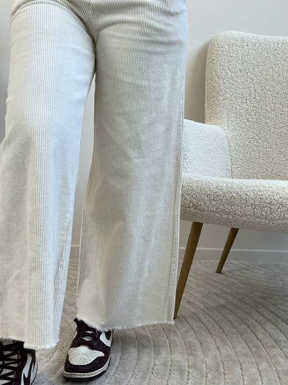 PANTALONE CROPPED VELLUTO PANNA TG.S