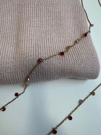 COLLANA FINE CON PIETRINE ROSA/ROSSO