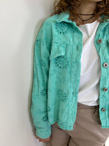 GIUBBINO DENIM SANGALLO TURCHESE