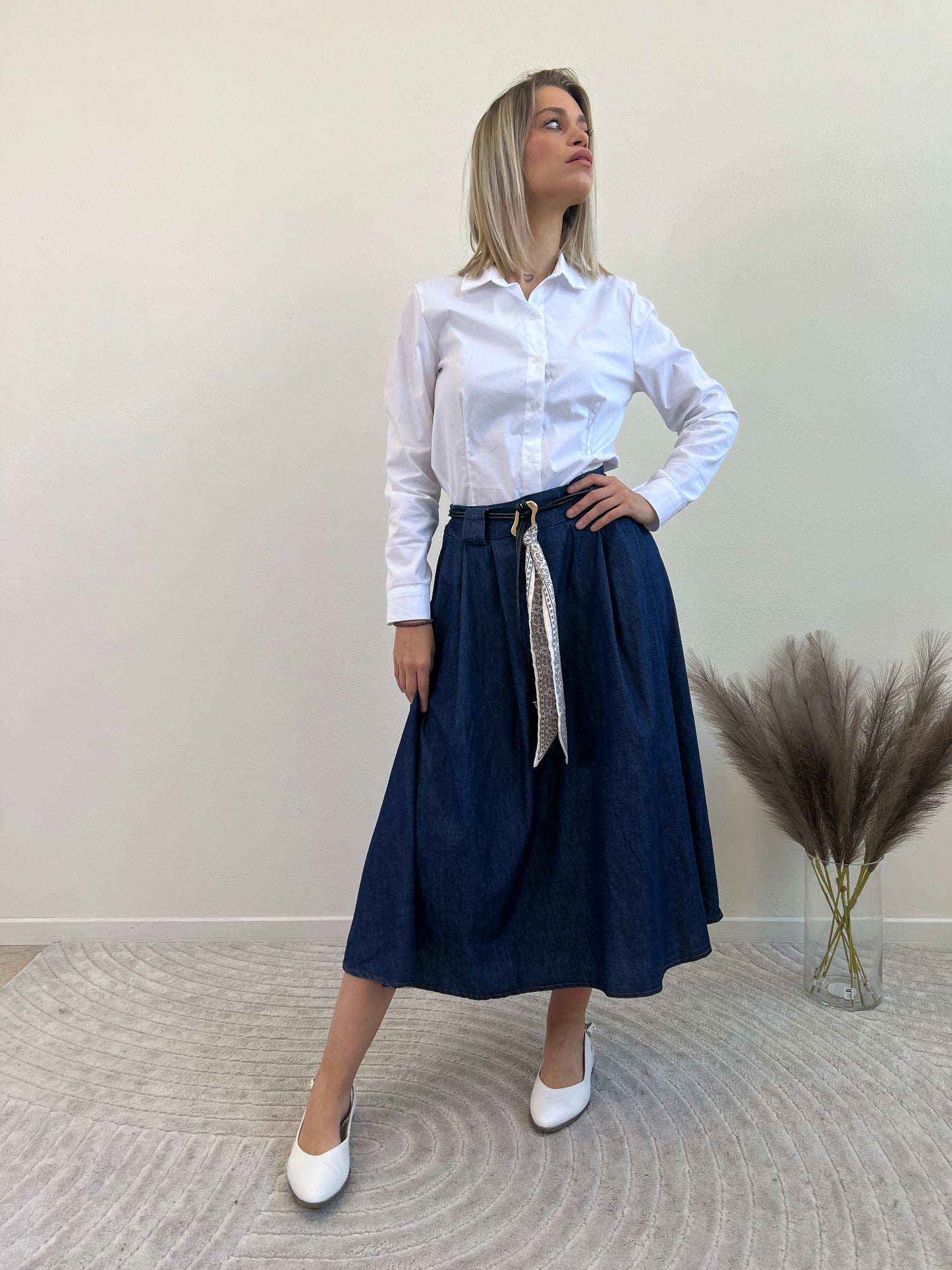 GONNA DENIM A PIEGHE