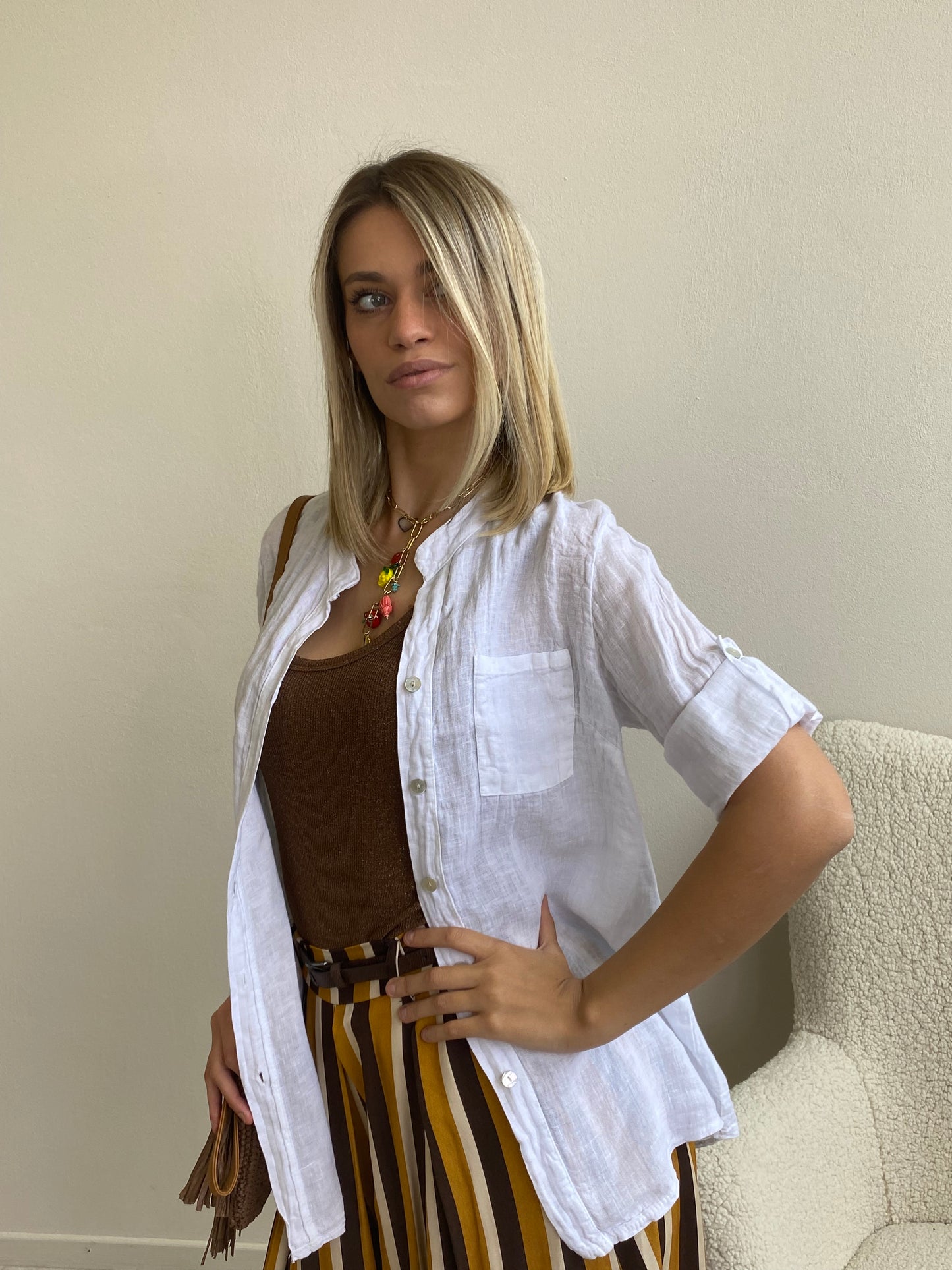 ELI CAMICIA LINO BIANCA taglia S