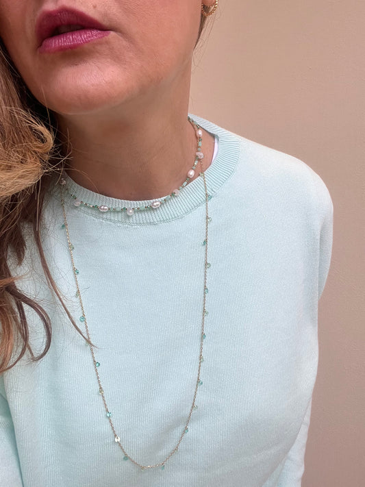 COLLANA FINE CON PIETRINE VERDE ACQUA