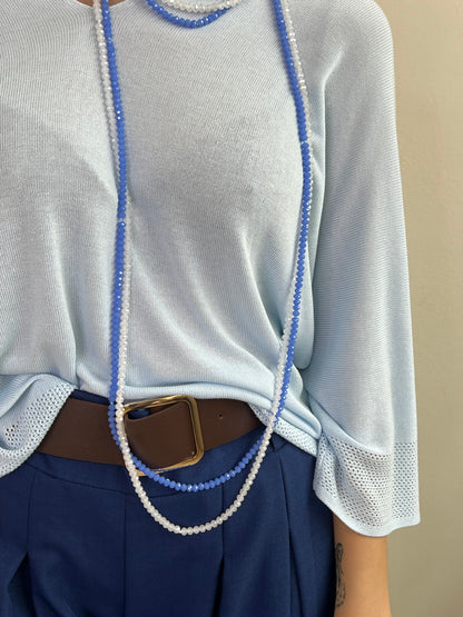 PULLOVER IN FILO AZZURRO